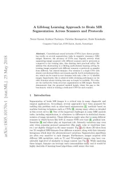 A Lifelong Learning Approach to Brain MR Segmentation Across Scanners
  and Protocols