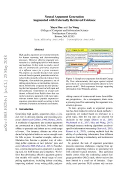 Neural Argument Generation Augmented with Externally Retrieved Evidence