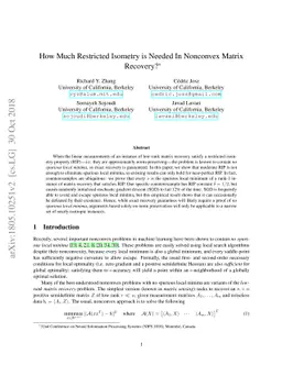 How Much Restricted Isometry is Needed In Nonconvex Matrix Recovery?