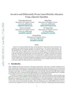 An end-to-end Differentially Private Latent Dirichlet Allocation Using a
  Spectral Algorithm