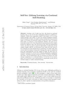 Self-Net: Lifelong Learning via Continual Self-Modeling