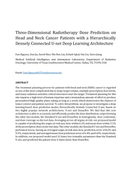 Three-Dimensional Radiotherapy Dose Prediction on Head and Neck Cancer
  Patients with a Hierarchically Densely Connected U-net Deep Learning
  Architecture