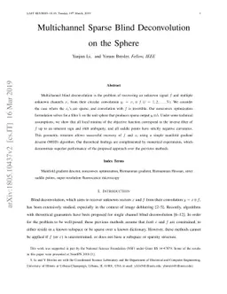 Multichannel Sparse Blind Deconvolution on the Sphere