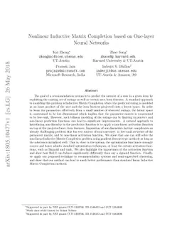 Nonlinear Inductive Matrix Completion based on One-layer Neural Networks