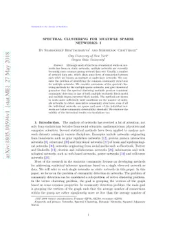 Spectral Clustering for Multiple Sparse Networks: I