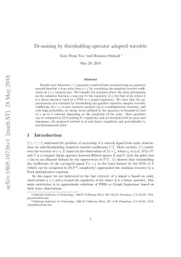 De-noising by thresholding operator adapted wavelets