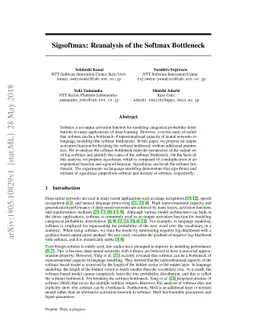 Sigsoftmax: Reanalysis of the Softmax Bottleneck