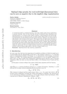 Optimal ridge penalty for real-world high-dimensional data can be zero
  or negative due to the implicit ridge regularization