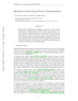 Reward Constrained Policy Optimization