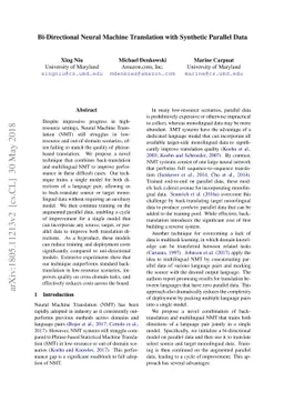 Bi-Directional Neural Machine Translation with Synthetic Parallel Data