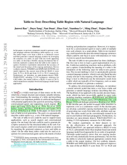 Table-to-Text: Describing Table Region with Natural Language