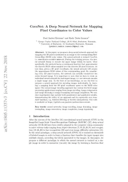 CocoNet: A deep neural network for mapping pixel coordinates to color
  values