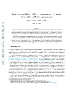 Representational Power of ReLU Networks and Polynomial Kernels: Beyond
  Worst-Case Analysis