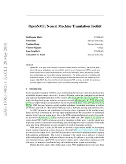 OpenNMT: Neural Machine Translation Toolkit