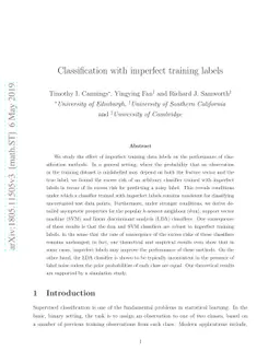 Classification with imperfect training labels