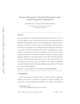 Receiver Placement for Speech Enhancement using Sound Propagation
  Optimization