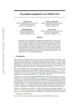 On gradient regularizers for MMD GANs