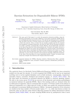 Bayesian Estimations for Diagonalizable Bilinear SPDEs