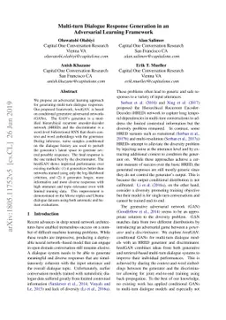 Multi-turn Dialogue Response Generation in an Adversarial Learning
  Framework