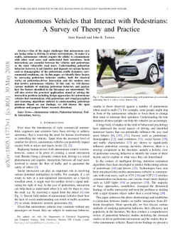 Autonomous Vehicles that Interact with Pedestrians: A Survey of Theory
  and Practice