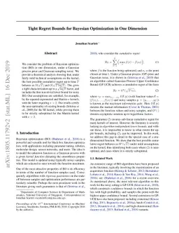 Tight Regret Bounds for Bayesian Optimization in One Dimension