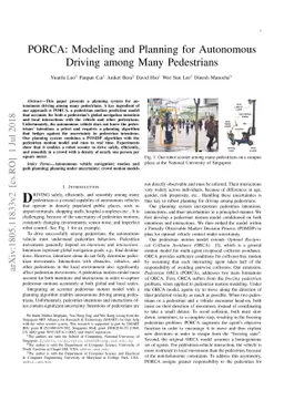PORCA: Modeling and Planning for Autonomous Driving among Many
  Pedestrians