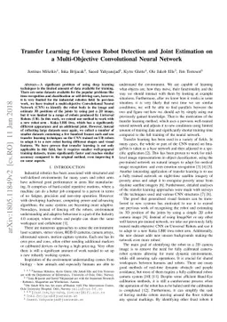 Transfer Learning for Unseen Robot Detection and Joint Estimation on a
  Multi-Objective Convolutional Neural Network