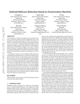 Android Malware Detection based on Factorization Machine