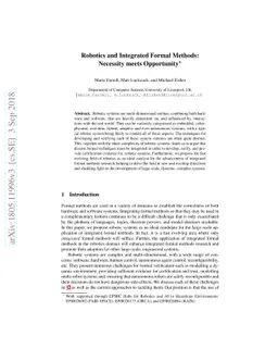 Robotics and Integrated Formal Methods: Necessity meets Opportunity