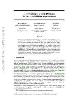 Generalizing to Unseen Domains via Adversarial Data Augmentation