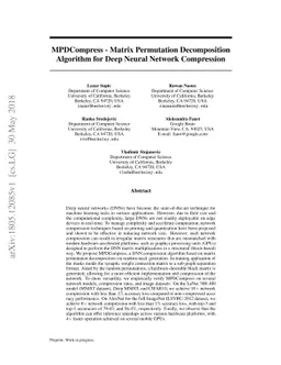 MPDCompress - Matrix Permutation Decomposition Algorithm for Deep Neural
  Network Compression