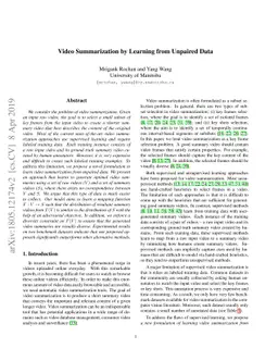 Video Summarization by Learning from Unpaired Data