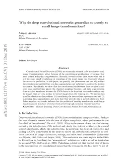 Why do deep convolutional networks generalize so poorly to small image
  transformations?