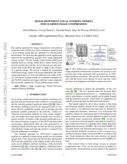 Image-Dependent Local Entropy Models for Learned Image Compression