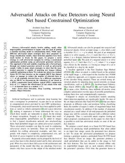 Adversarial Attacks on Face Detectors using Neural Net based Constrained
  Optimization
