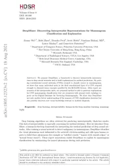 DeepMiner: Discovering Interpretable Representations for Mammogram
  Classification and Explanation