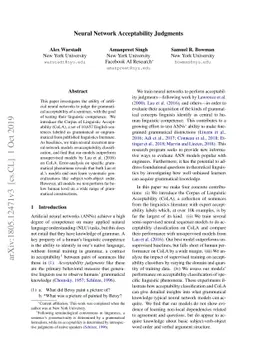 Neural Network Acceptability Judgments