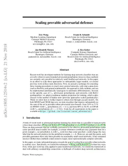 Scaling provable adversarial defenses