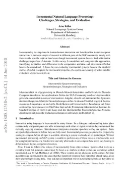 Incremental Natural Language Processing: Challenges, Strategies, and
  Evaluation