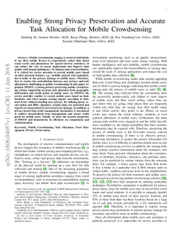 Enabling Strong Privacy Preservation and Accurate Task Allocation for
  Mobile Crowdsensing