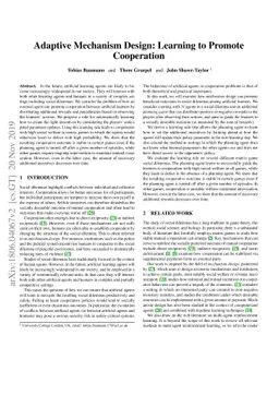 Adaptive Mechanism Design: Learning to Promote Cooperation