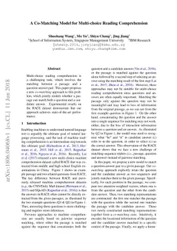 A Co-Matching Model for Multi-choice Reading Comprehension