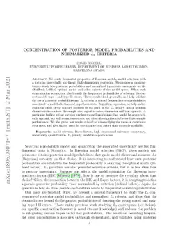 Concentration of posterior probabilities and normalized L0 criteria