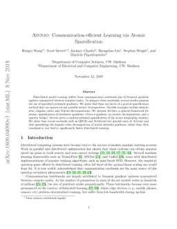 ATOMO: Communication-efficient Learning via Atomic Sparsification