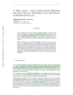 A Note about: Local Explanation Methods for Deep Neural Networks lack
  Sensitivity to Parameter Values