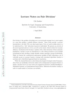 Lecture Notes on Fair Division