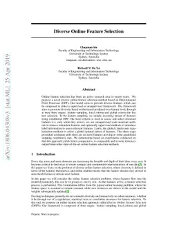 Diverse Online Feature Selection