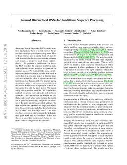 Focused Hierarchical RNNs for Conditional Sequence Processing