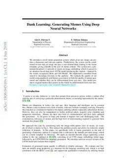 Dank Learning: Generating Memes Using Deep Neural Networks