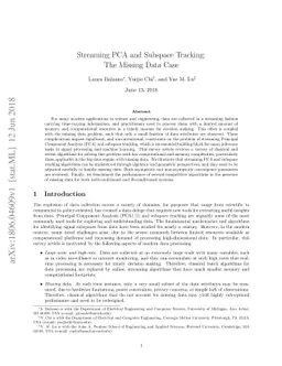 Streaming PCA and Subspace Tracking: The Missing Data Case